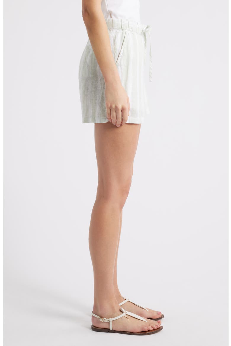 Linen Drawstring Shorts, Alternate, color, GREEN- WHITE TAY STRIPE