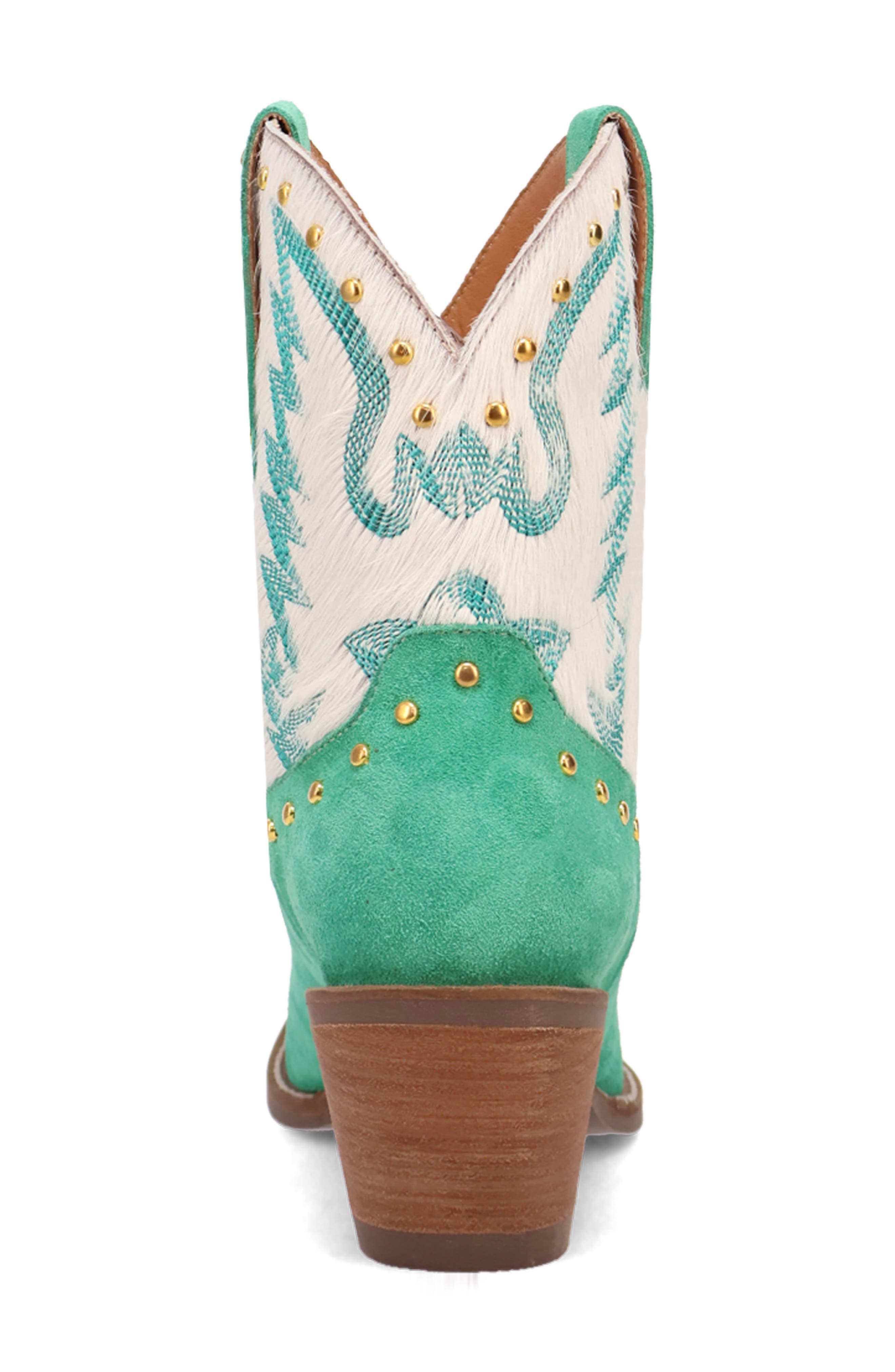 Dingo Rodeo Queen Genuine Calf Hair Western Boot, Alternate, color, Green