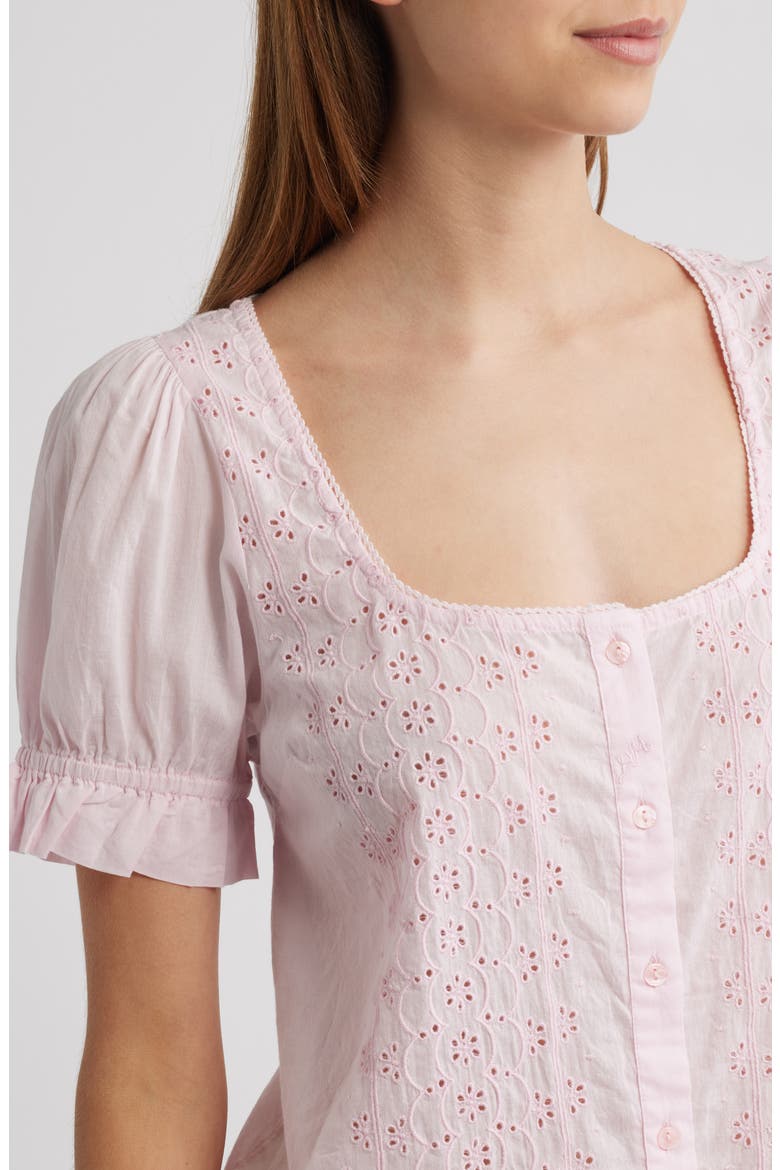 Organic Cotton Eyelet Top, Alternate, color, PINK