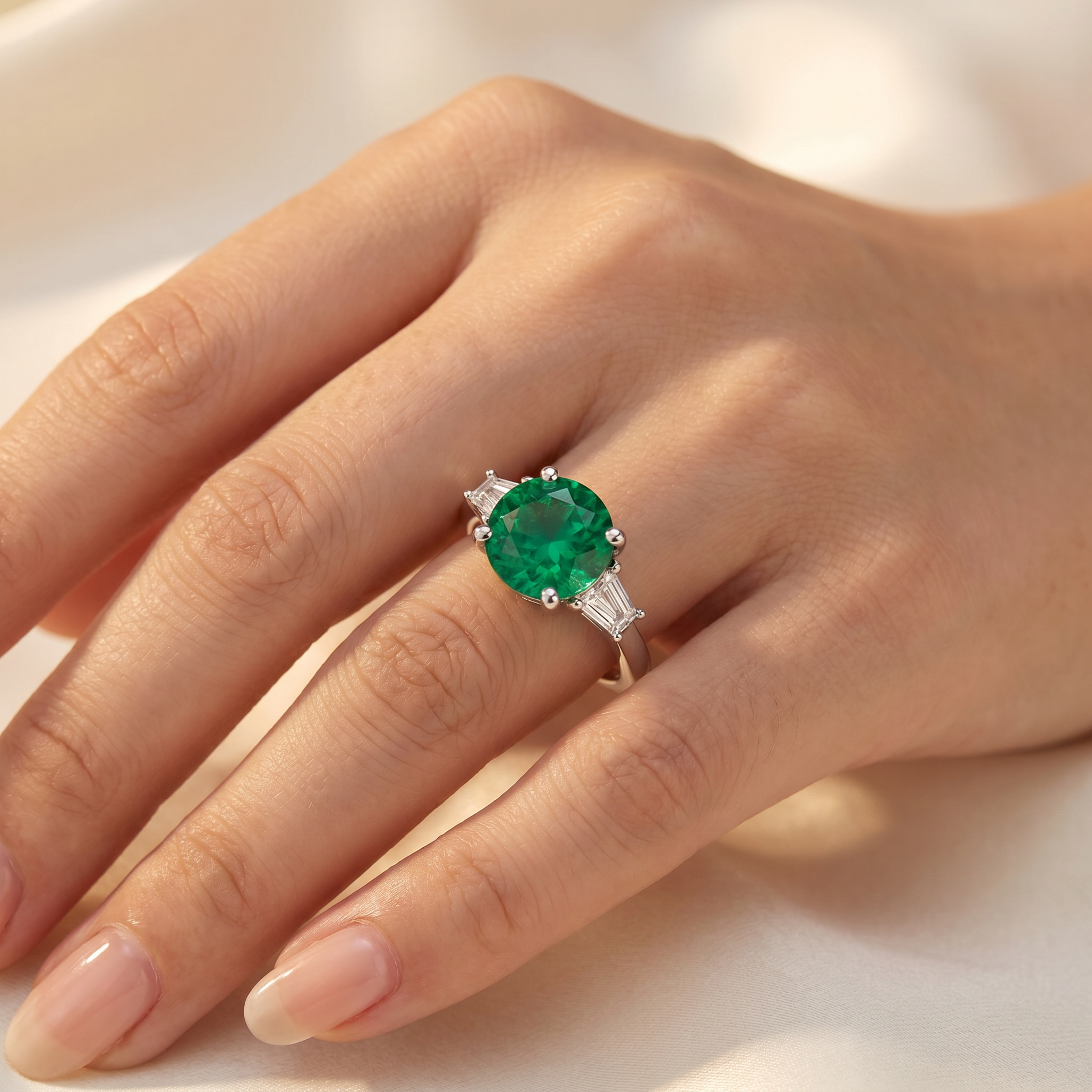 Bliss Diamond 3Ct Emerald & Diamond Engagement Anniversary Ring Gold ...