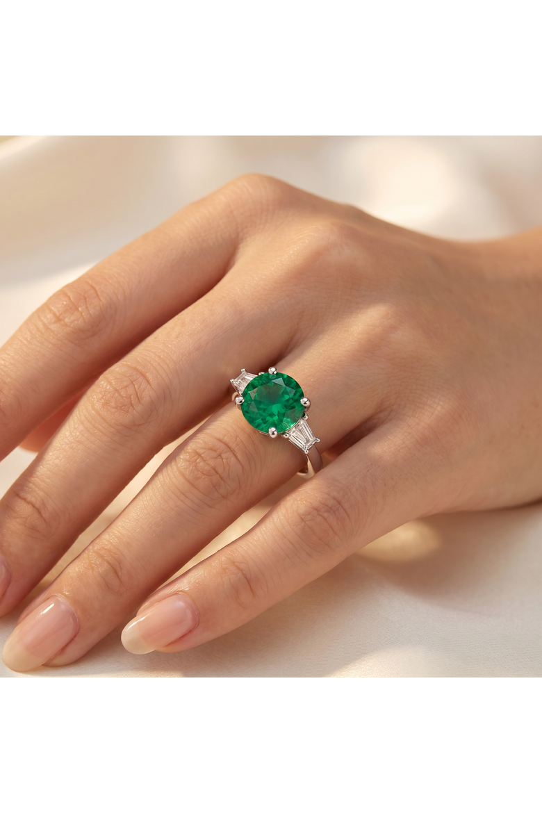 3Ct Emerald & Diamond Engagement Anniversary Ring Gold Lab Grown, Alternate, color, 10k Yellow Gold