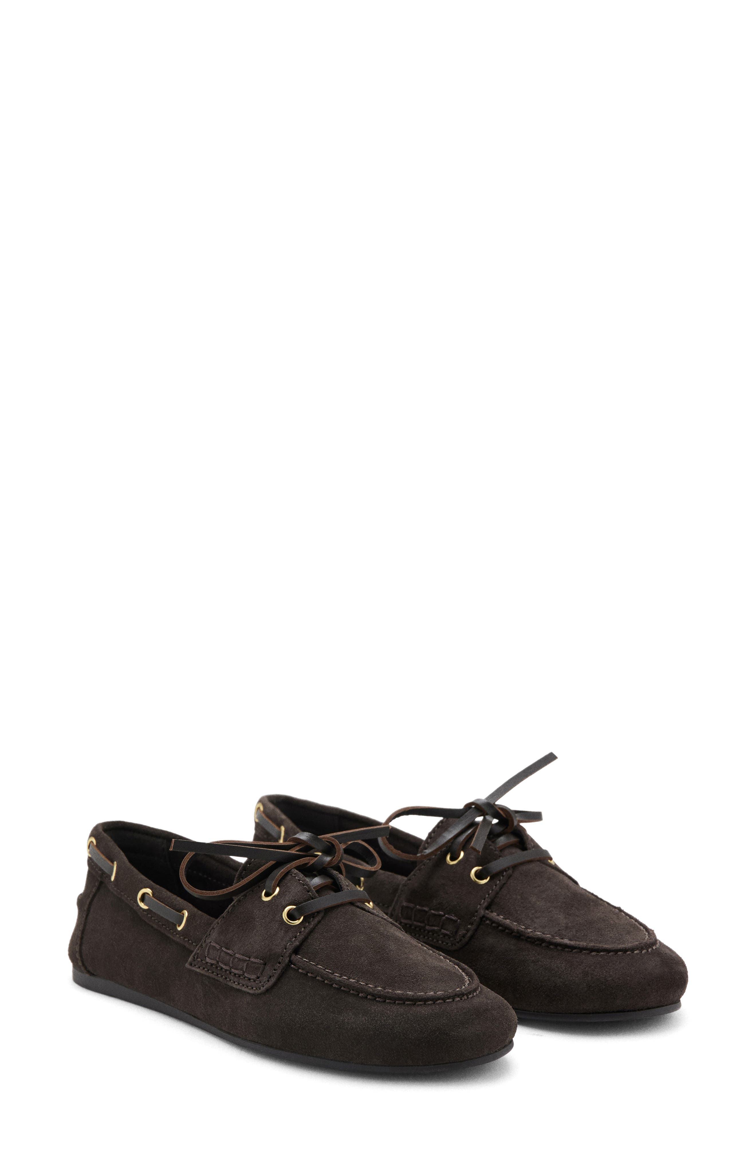 Suede Leather Deck Shoe, Main, color, CHOCOLATE