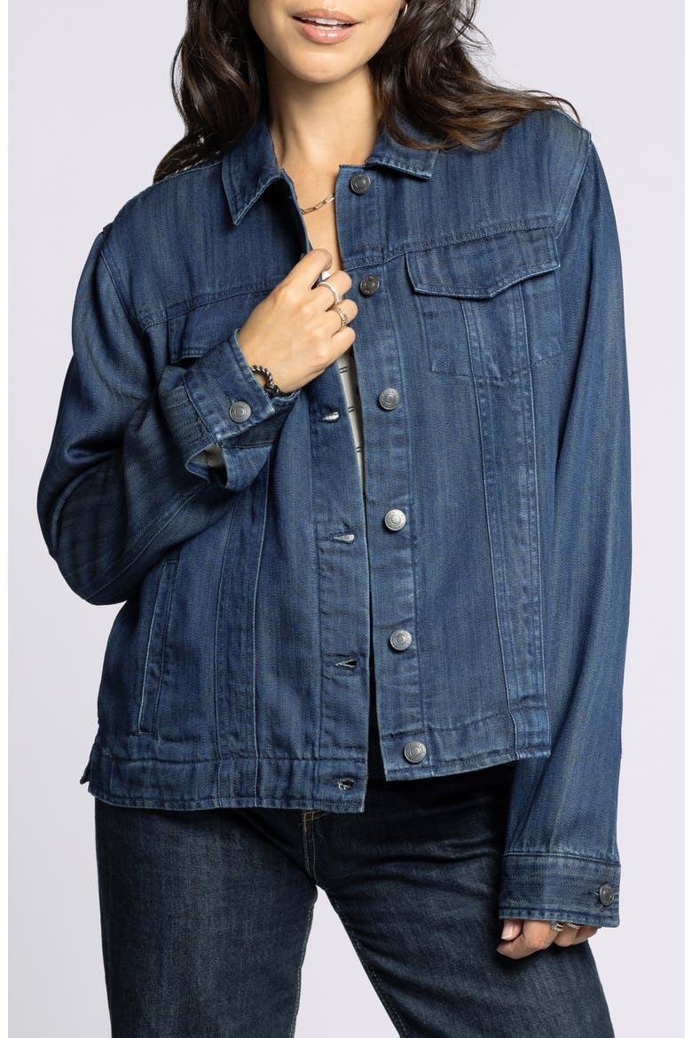 Jackie Denim Trucker Jacket, Main, color, INK WASH