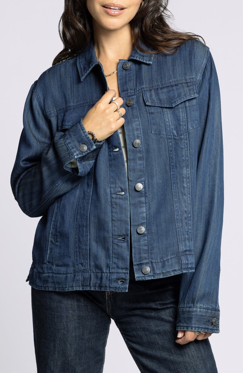 Thread & Supply Jackie Denim Trucker Jacket, Main, color, Ink Wash