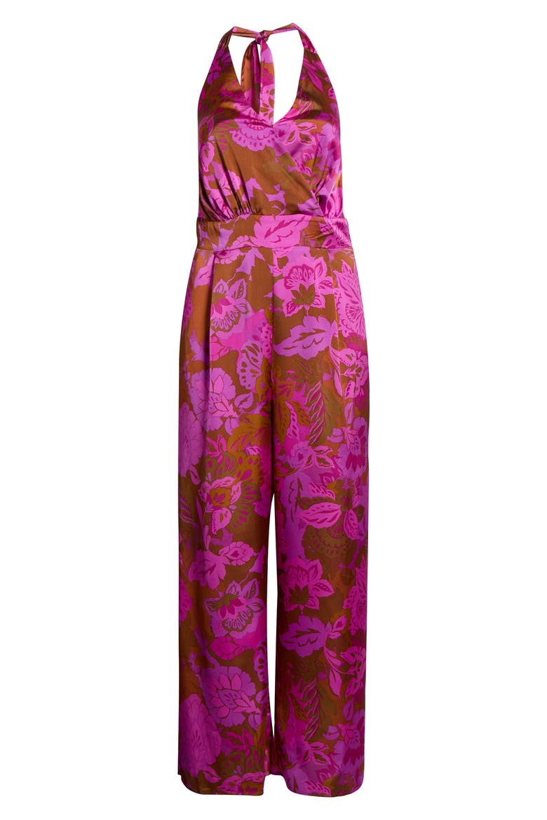 Lorian Floral Magic Moment Halter Jumpsuit, Alternate, color, RUST-MAGENTA