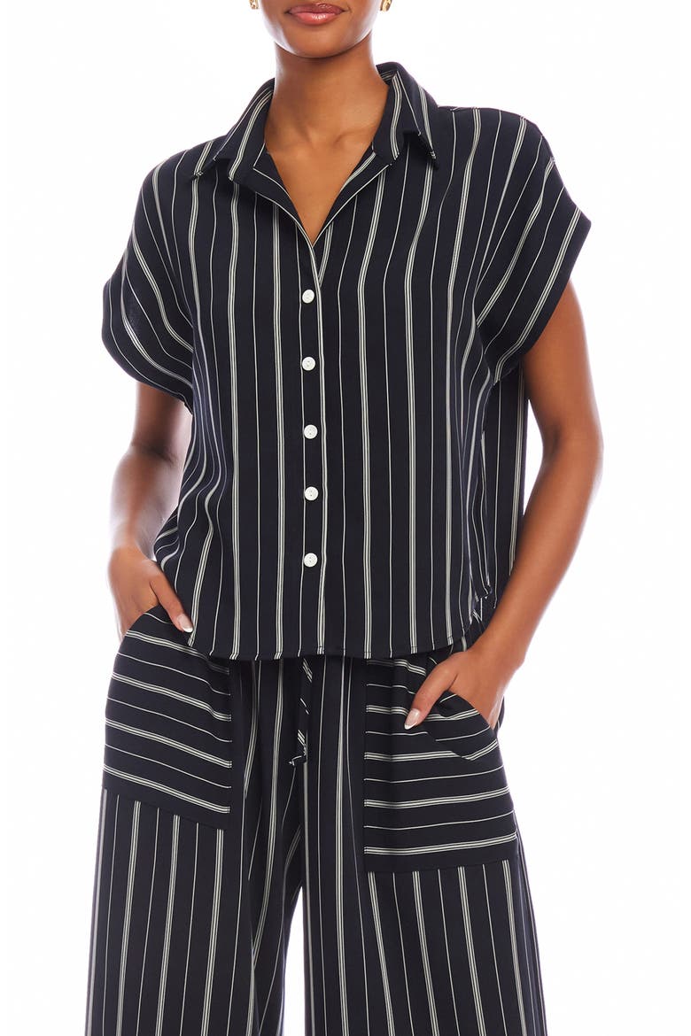 Collette Cap Sleeve Button-Up Shirt, Main, color, STRIPE