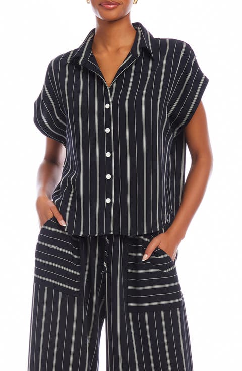 Collette Cap Sleeve Button-Up Shirt