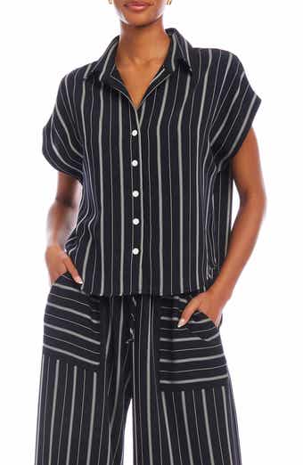 Collette Cap Sleeve Button-Up Shirt