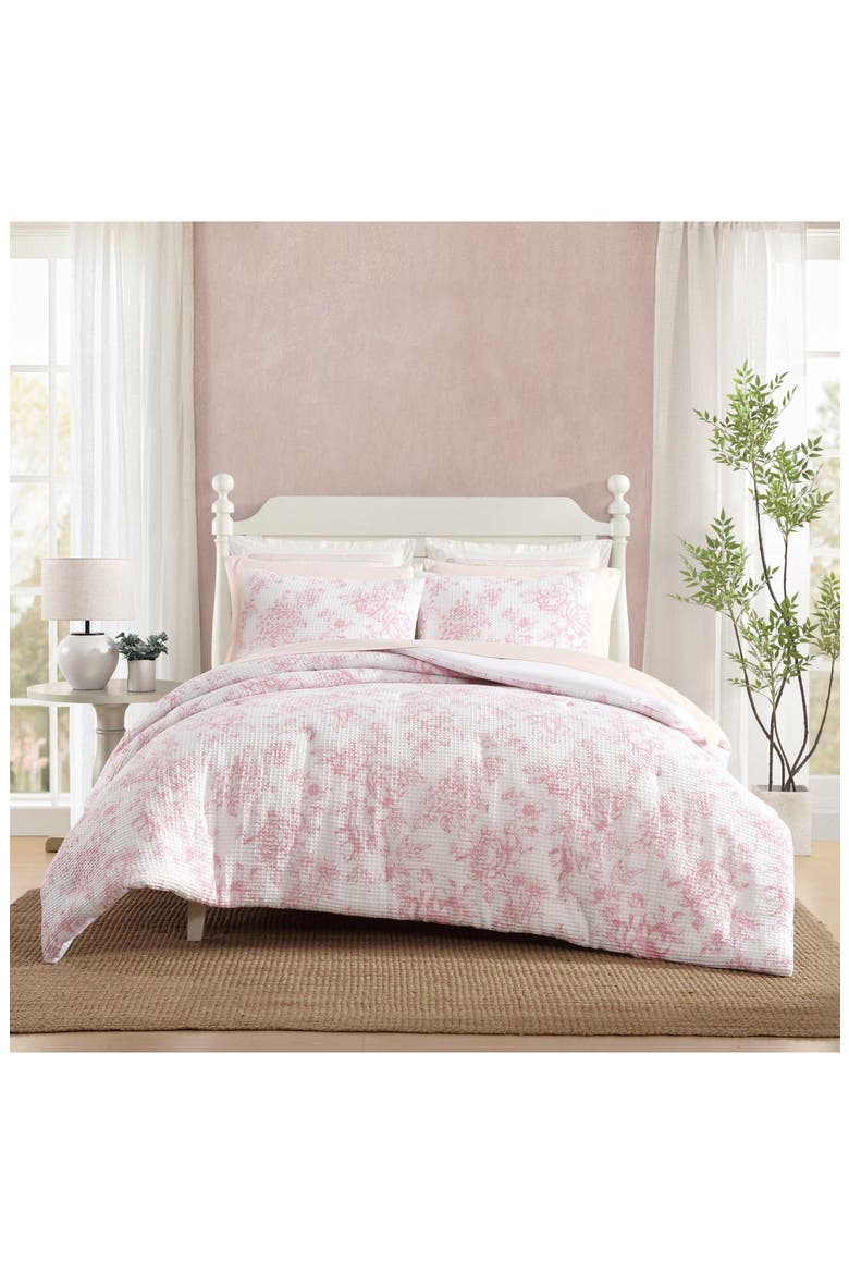 Delphine Waffle Knit Comforter Set, Alternate, color, LIGHT-PASTEL PINK