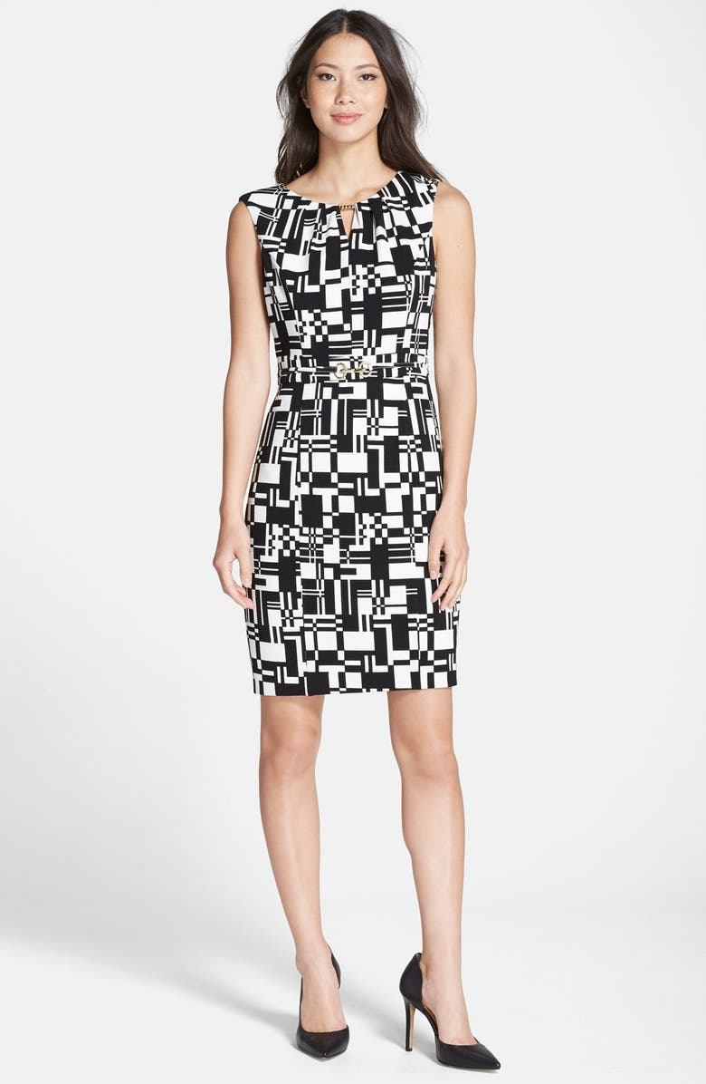 Ellen Tracy Print Stretch Sheath Dress, Alternate, color, 