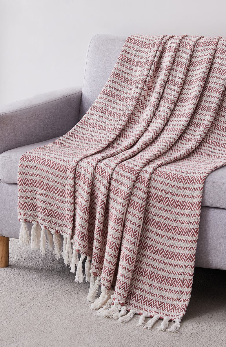 SOUTHSHORE FINE LINENS Agadir Cotton Luxury Throw, Alternate, color, Pink