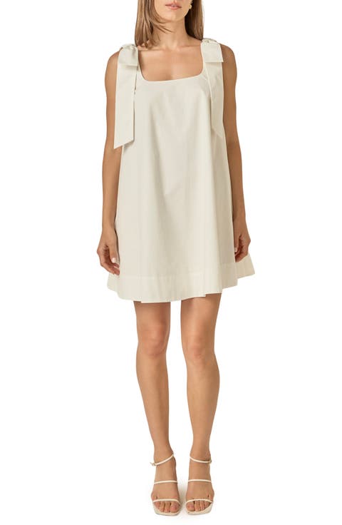 Bow Shoulder Sleeveless Cotton Minidress