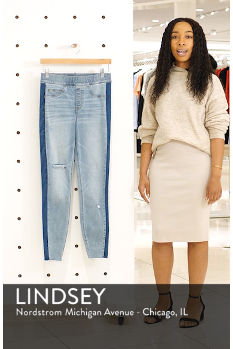 Washed Side Stripe Denim Leggings video