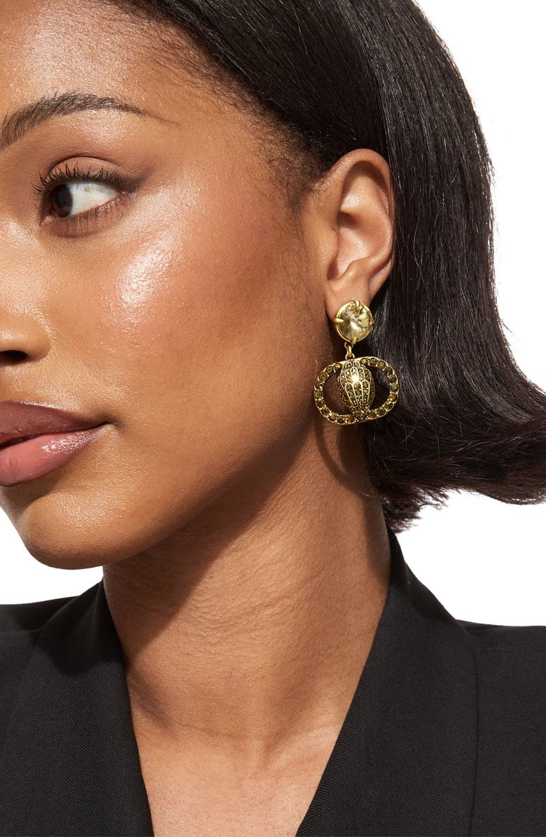 Kurt Geiger London Chelsea Eagle Crystal Drop Earrings, Alternate, color, Brass