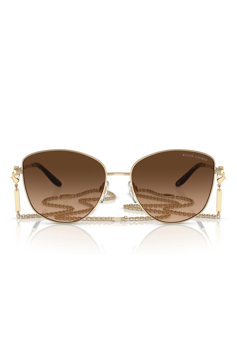 Ralph Lauren The Vivienne 59mm Gradient Round Sunglasses with Removable Chain, Main, color, Pale Gold / Gradient Taupe