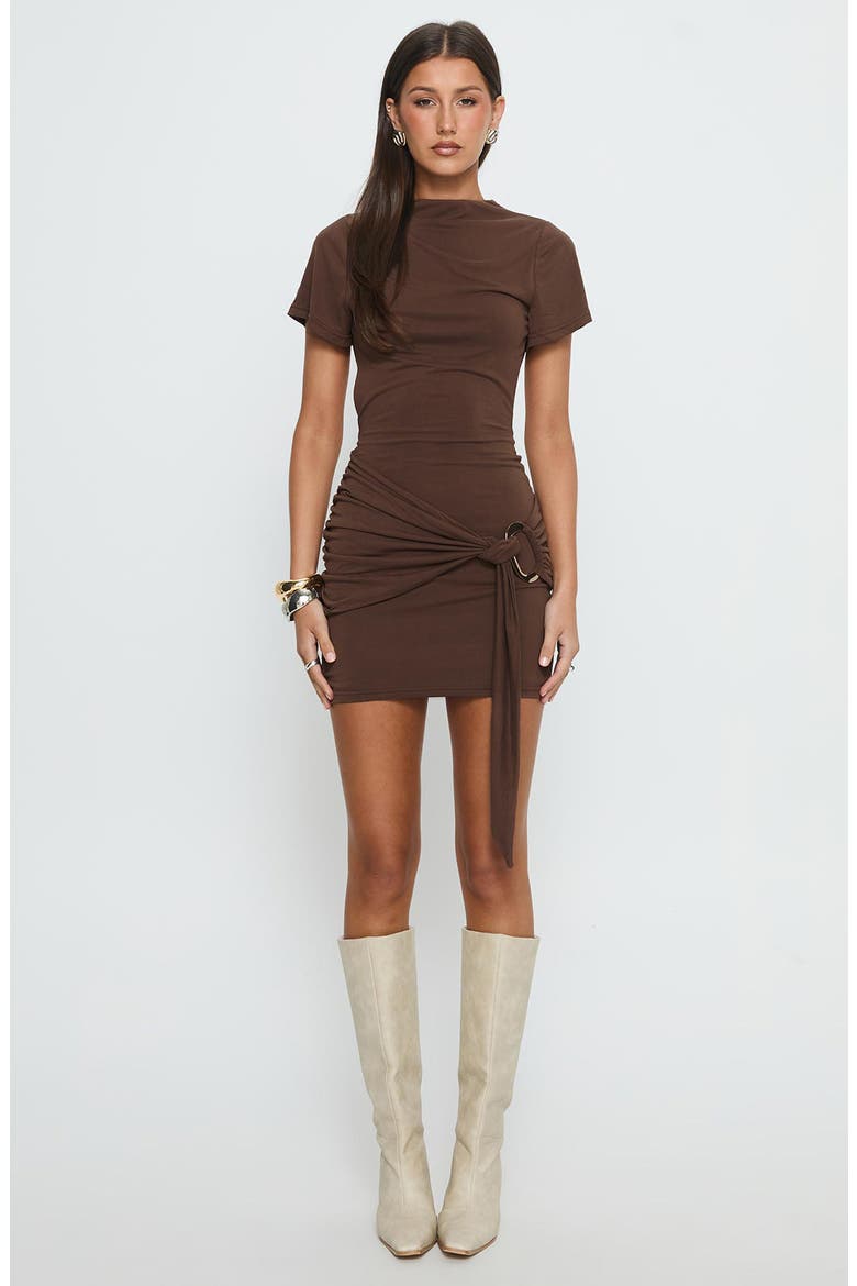 Madlen Open Back Drape Minidress, Alternate, color, BROWN