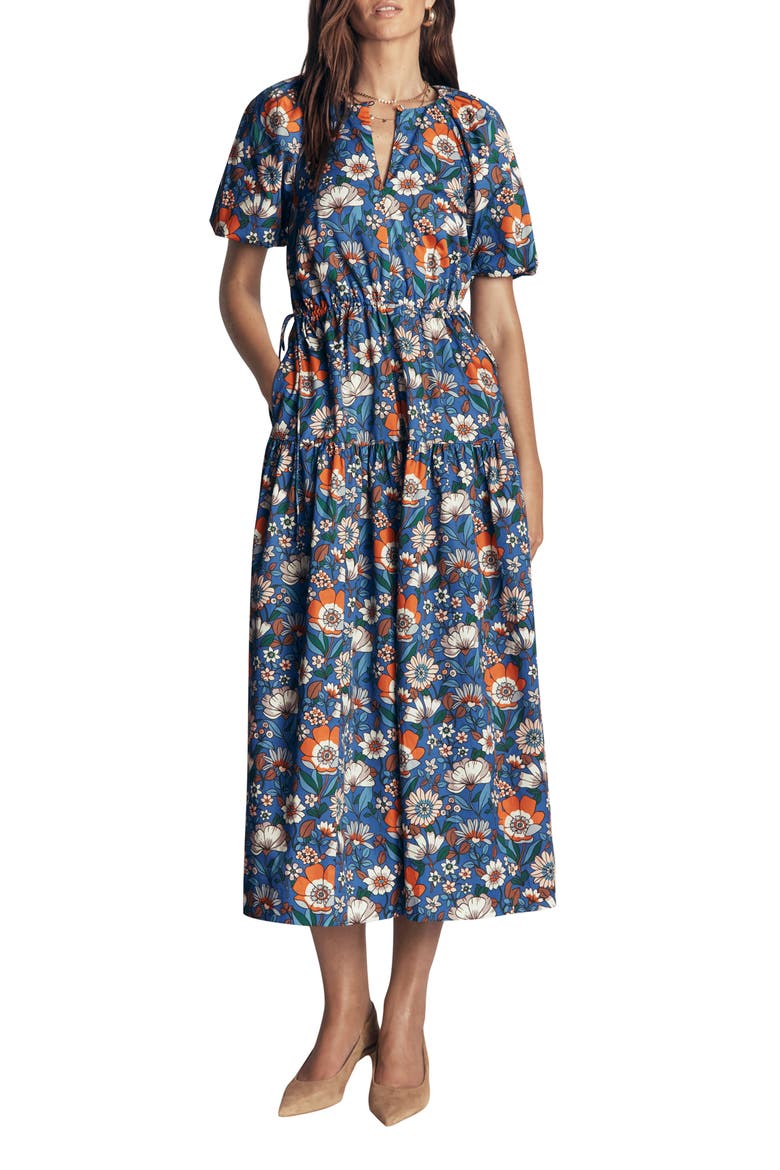 Floral Print Linen Dress, Main, color, FLORAL FIELD