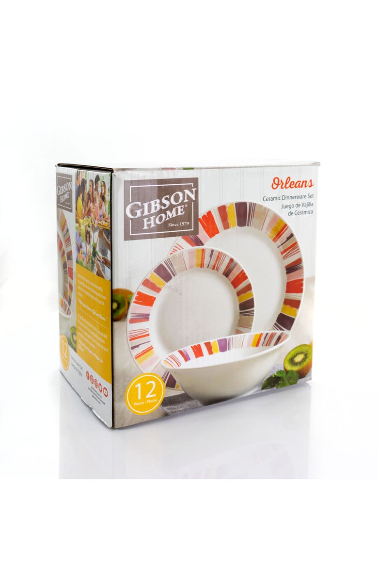 Gibson Home Orleans 12 Piece Ceramic Dinnerware Set, Alternate, color, Red