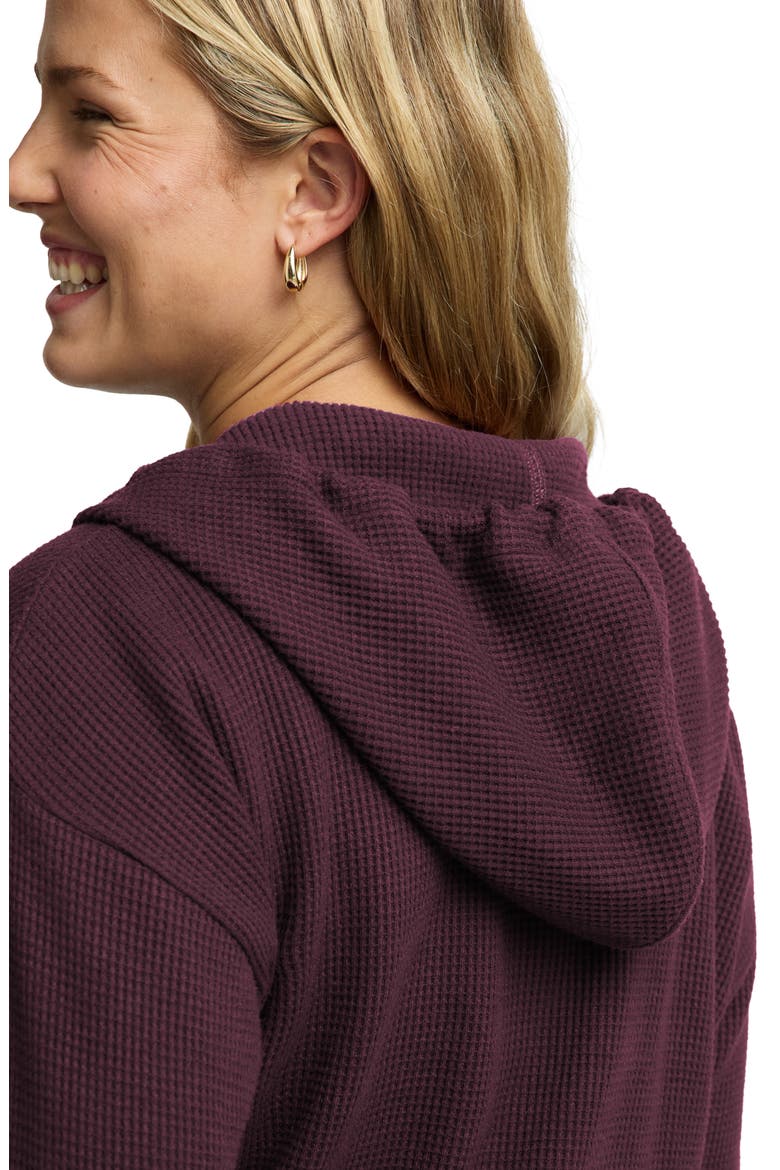 Rest Day Waffle Full Zip Hoodie, Alternate, color, CABERNET
