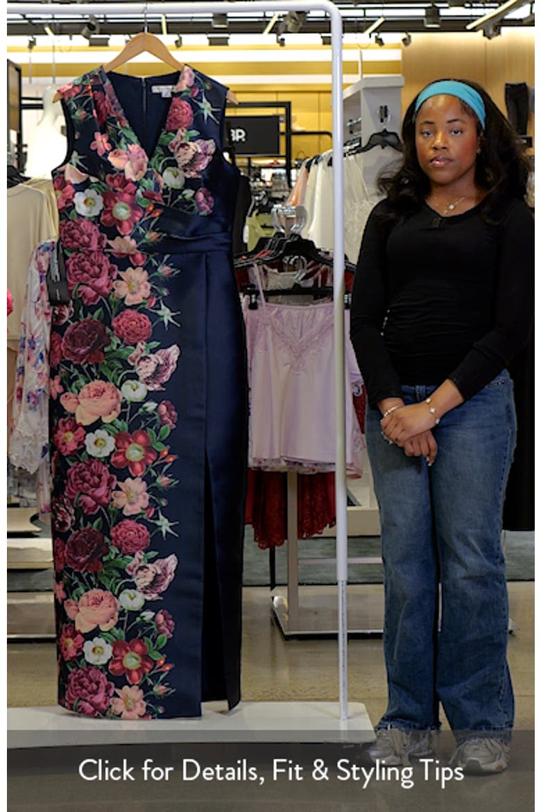 Coraline Floral Faux Wrap Sheath Gown video