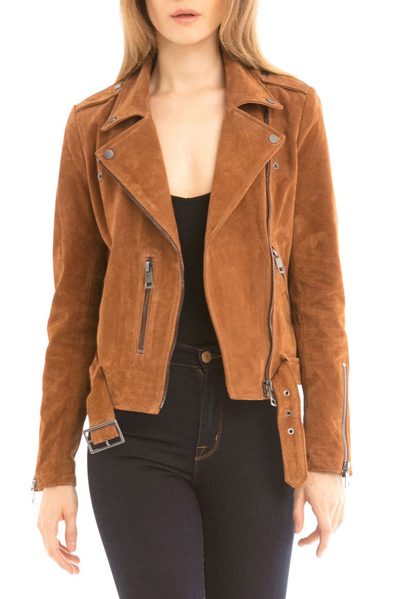 BAGATELLE.NYC  Suede Jacket, Main, color, BRANDY