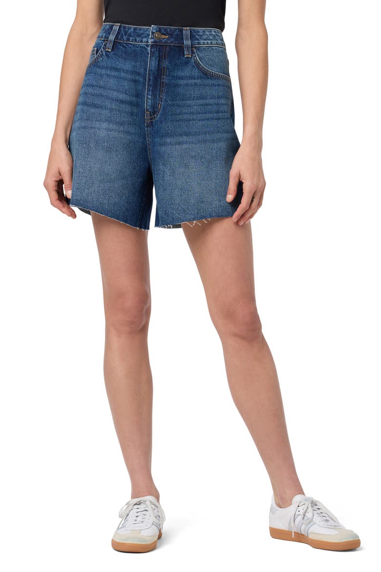 Relaxed Raw Hem Denim Shorts, Main, color, SPARROW