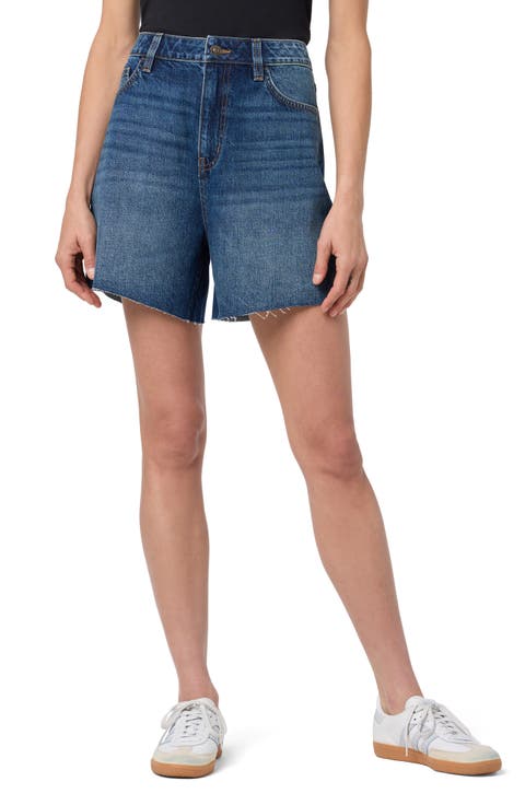 Relaxed Raw Hem Denim Shorts