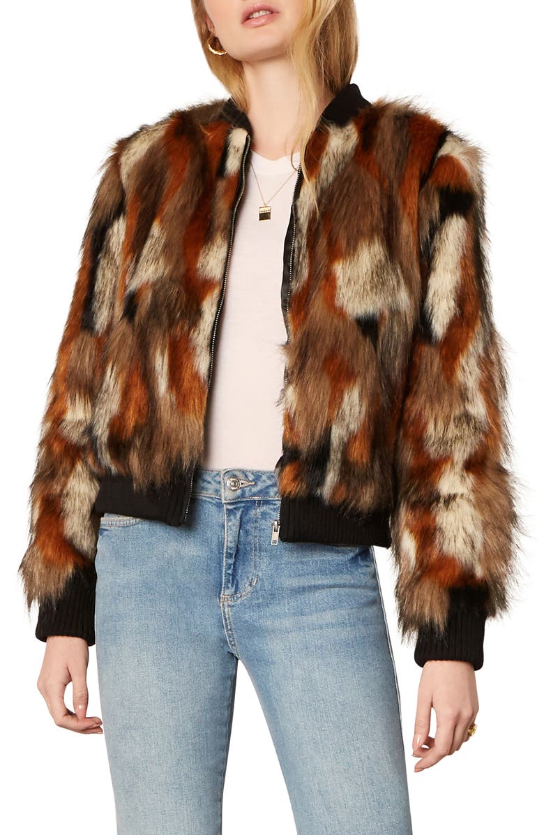 cupcakes and cashmere Petras Faux Fur Bomber Jacket, Main, color,