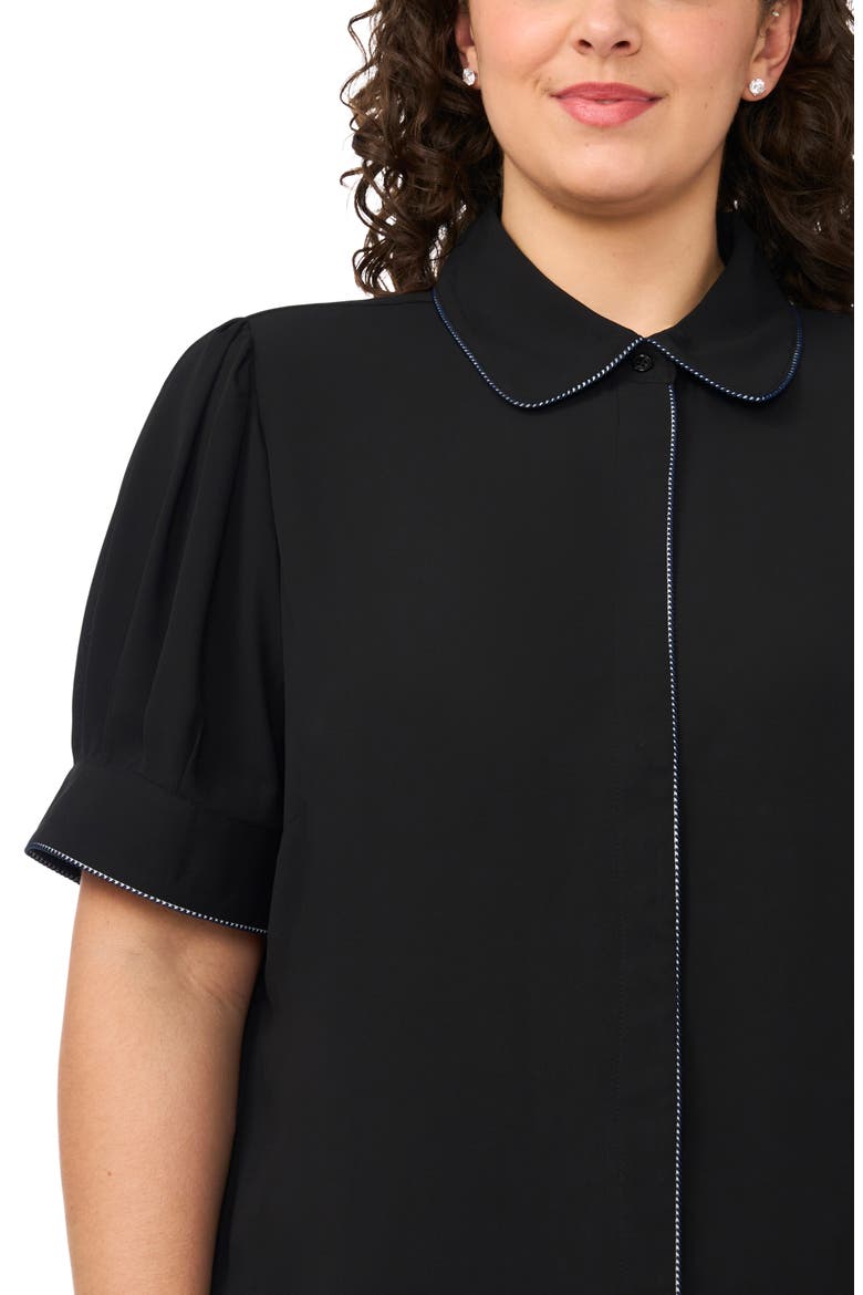Georgette Button-Up Top, Alternate, color, RICH BLACK