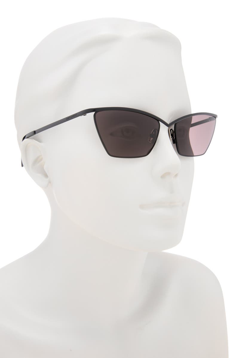 Saint Laurent 57mm Square Sunglasses, Alternate, color, Black Black Grey