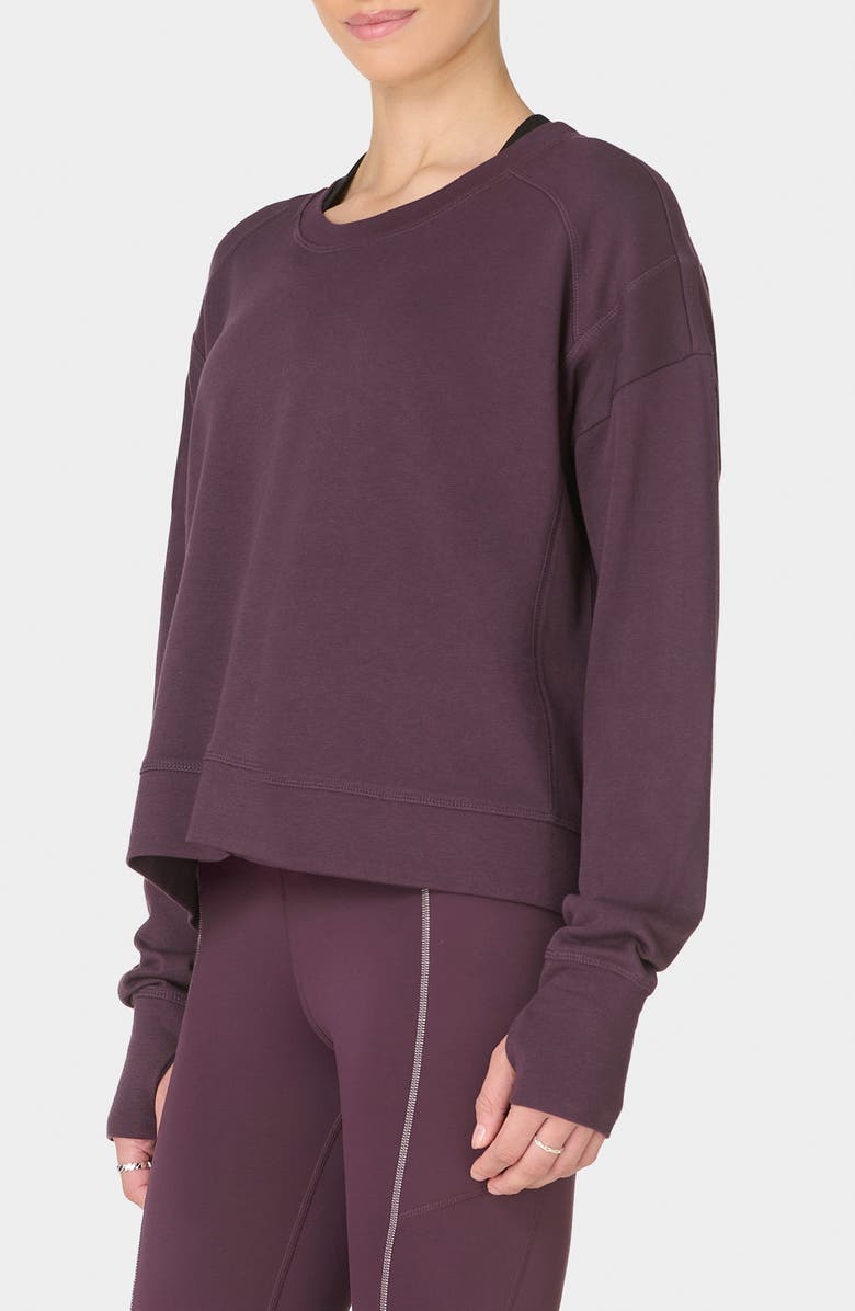 Sweaty Betty After Class Crop Sweatshirt, Alternate, color, Neptune Purple