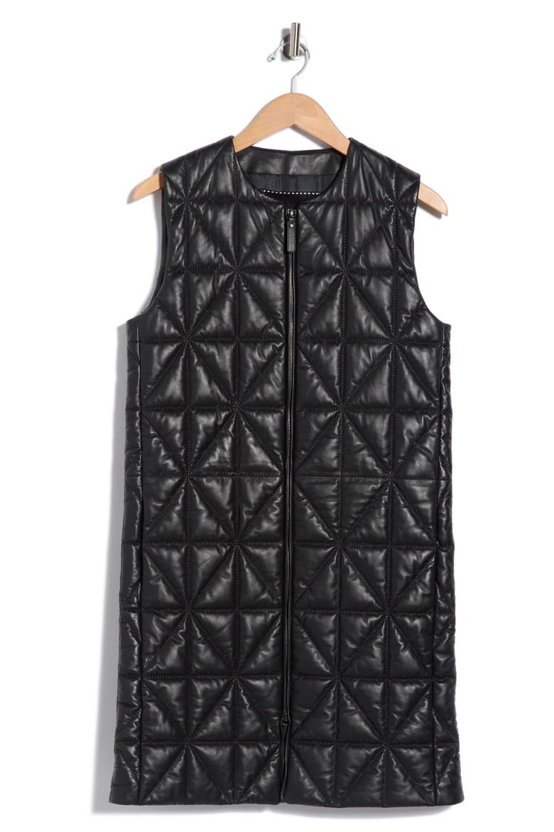 Quilted Leather Vest, Alternate, color, BLACK