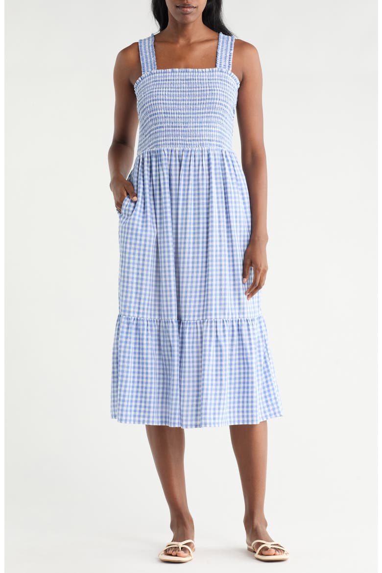 Elissa Smocked Midi Dress, Main, color, DREAMY CLOUD