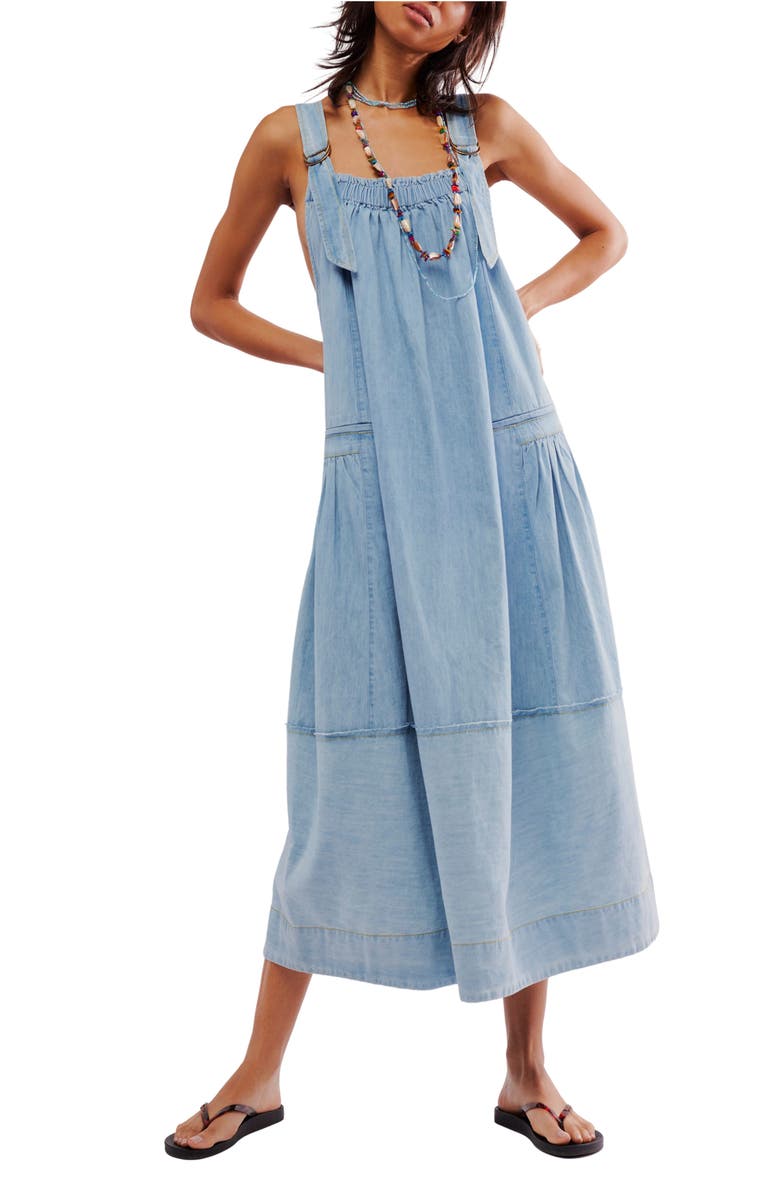 Free People Machu Cotton Chambray Midi Dress, Main, color, 