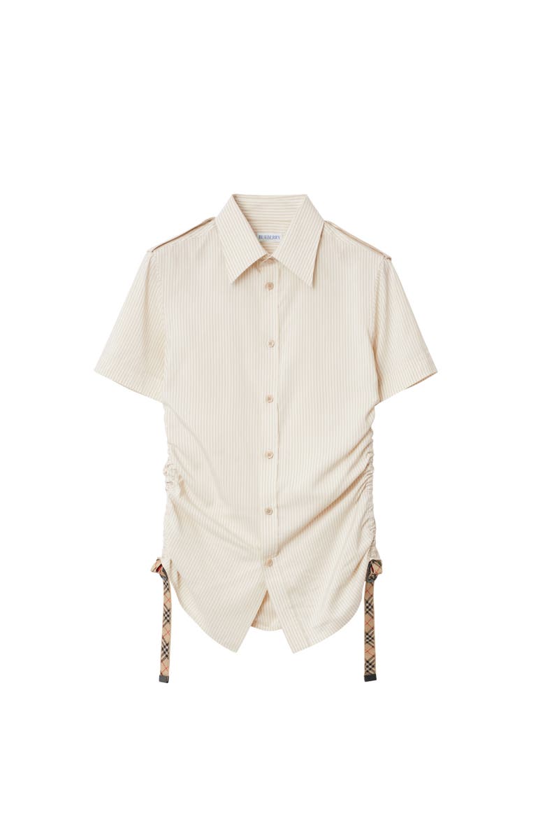 Burberry Slim Fit Striped Silk Shirt, Alternate, color, Clam