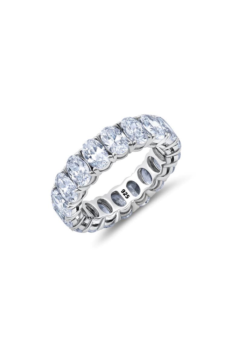 Crislu Oval Cut Eternity Band Ring, Main, color, Silver