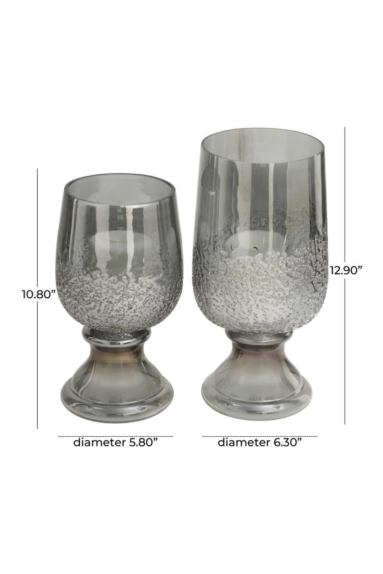 Set of 2 Modern Glass Candleholders, Alternate, color, GRAY