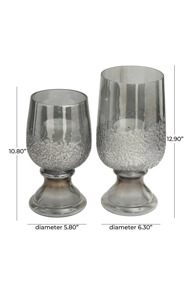 VIVIAN LUNE HOME Set of 2 Modern Glass Candleholders, Alternate, color, Gray