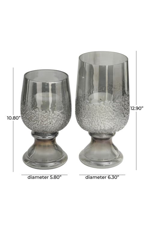 Vivian Lune Home Set Of 2 Modern Glass Candleholders In Gray