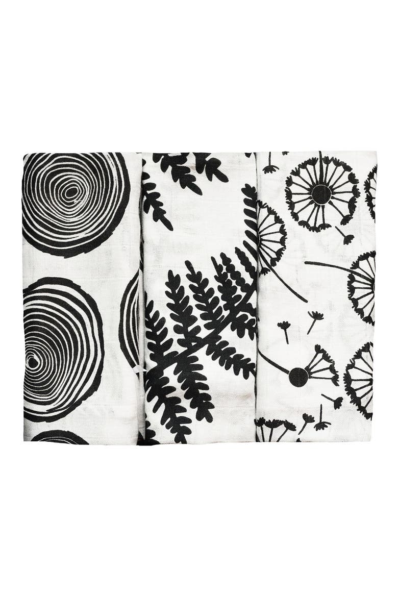 3-Pack Plant Sensory Organic Cotton Muslin Blankets, Alternate, color, PLANT PRINT