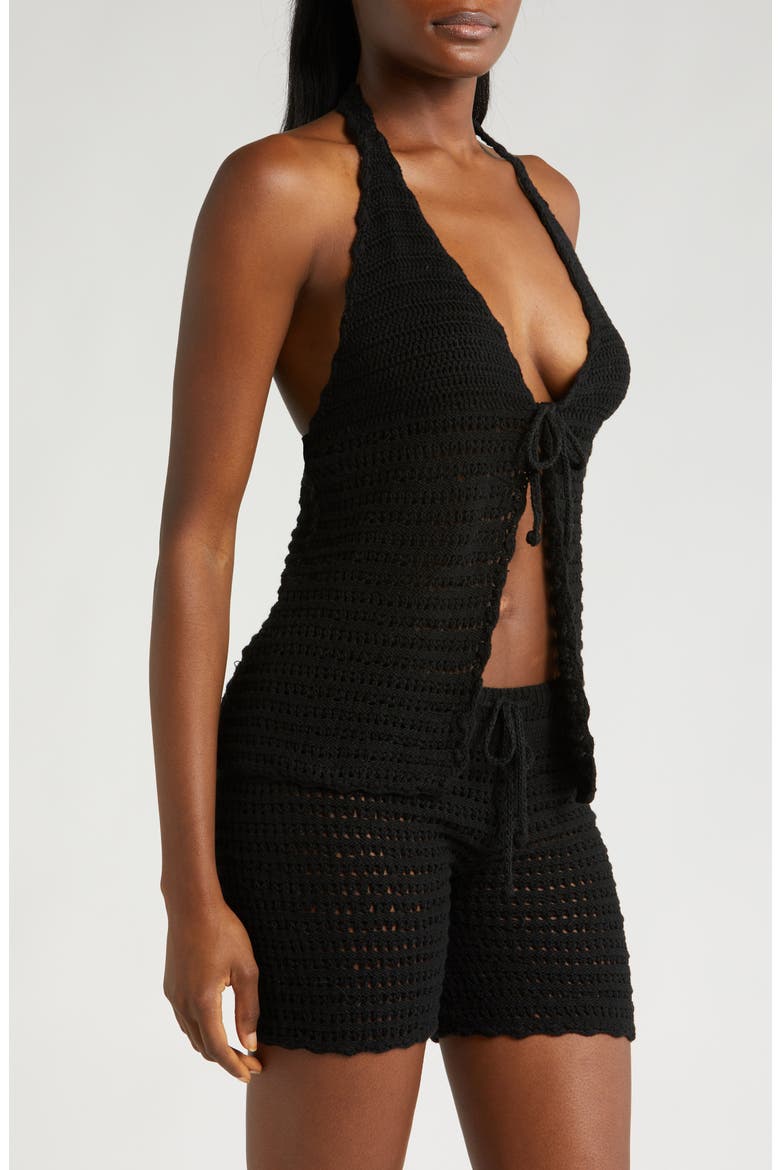 Nora Black Knit Cover-Up Top, Alternate, color, BLACK
