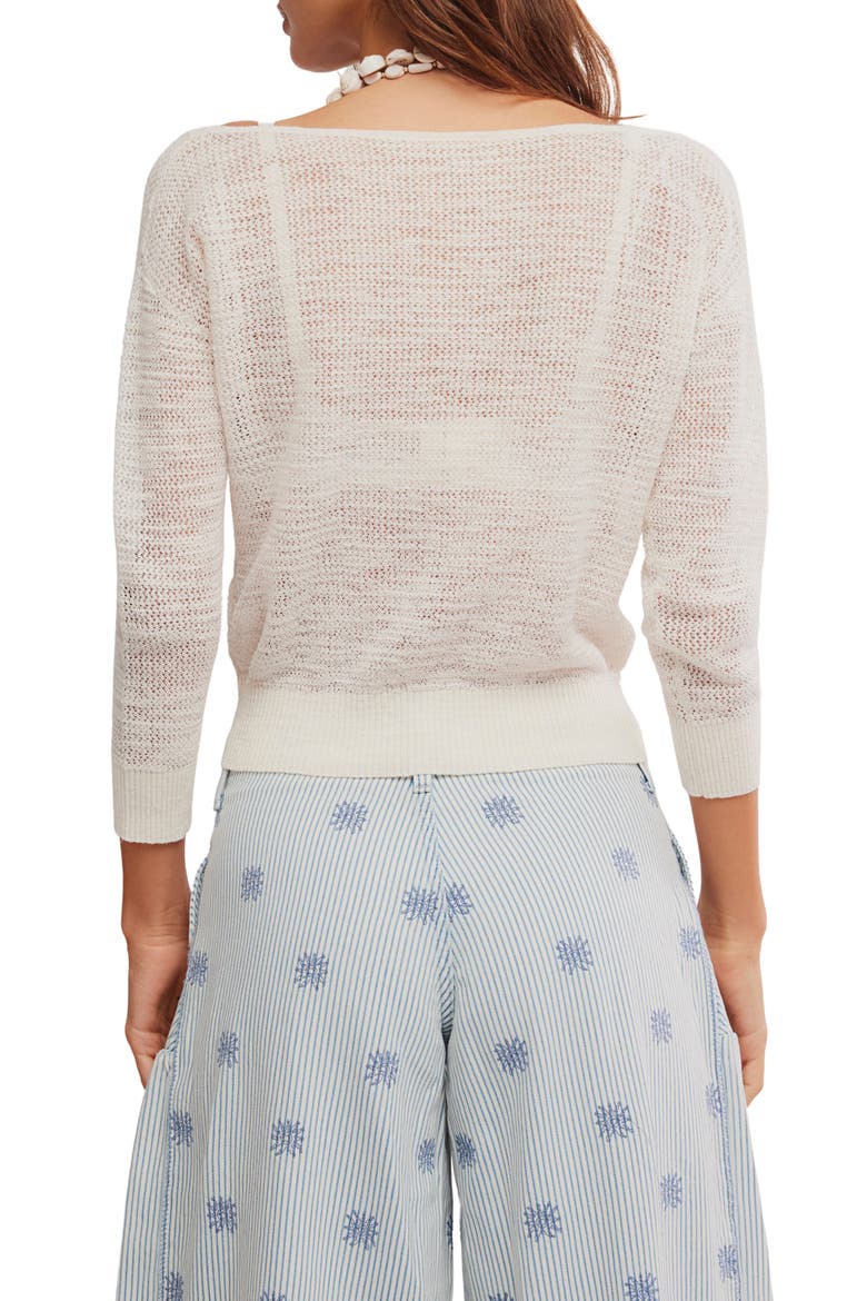 Open Stitch Crop Linen Blend Sweater, Alternate, color, IVORY