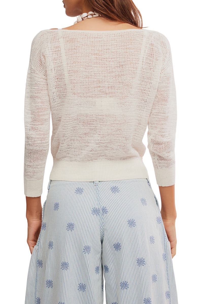 Free People Open Stitch Crop Linen Blend Sweater, Alternate, color, Ivory