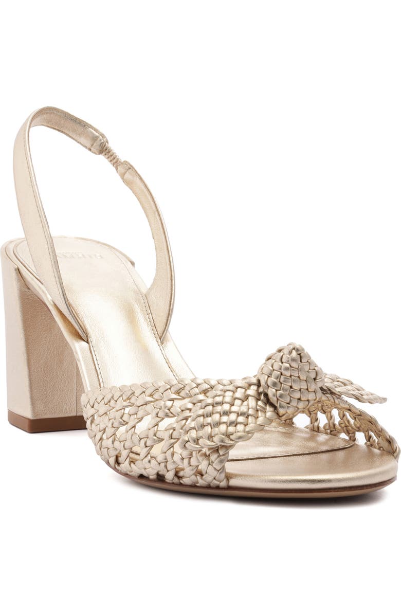 Alexandre Birman Easy Clarita Tresse Block Heel Slingback Sandal, Main, color, Golden
