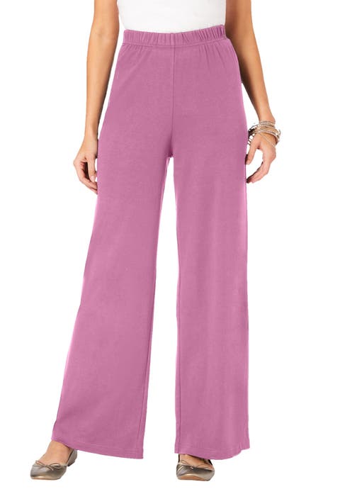 Plus Size Pull On Wide Leg Soft Knit Pant