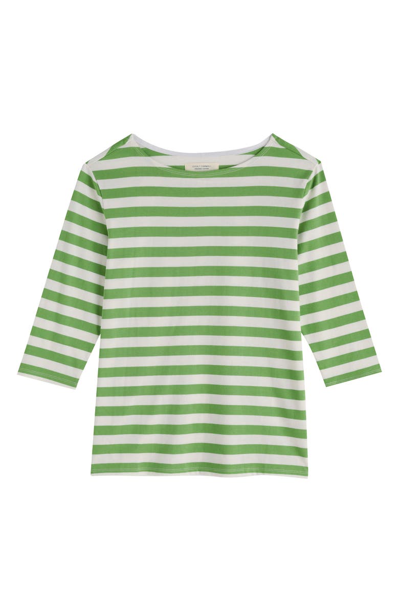 Seasalt Cornwall Sailor Stripe Organic Cotton Top, Alternate, color, Scallion Clover Leaf