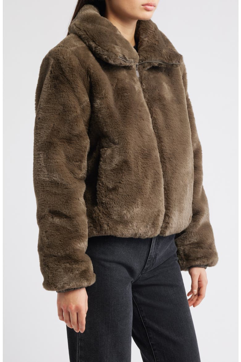Jeon Water Repellent Reversible Faux Fur Jacket, Alternate, color, MUD