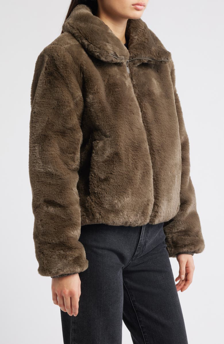 Save The Duck Jeon Water Repellent Reversible Faux Fur Jacket, Alternate, color, Mud