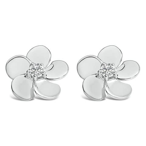 10K Gold 1/3 Cttw Lab Grown Diamond Flower Petal Stud Earrings