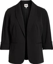 AK ANNE KLEIN Shawl Collar Roll-Tab Blazer